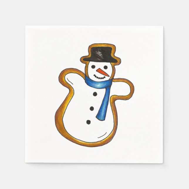 Guardanapo De Papel Snowman Sugar Cookie Natal Hanukkah de inverno (Frente)