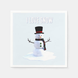 Guardanapo De Papel Snowman with hat and scarf. I Love Snow