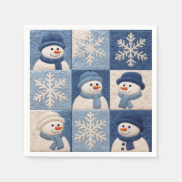 Guardanapo De Papel Snowmen and Snowflakes Quilt Pattern