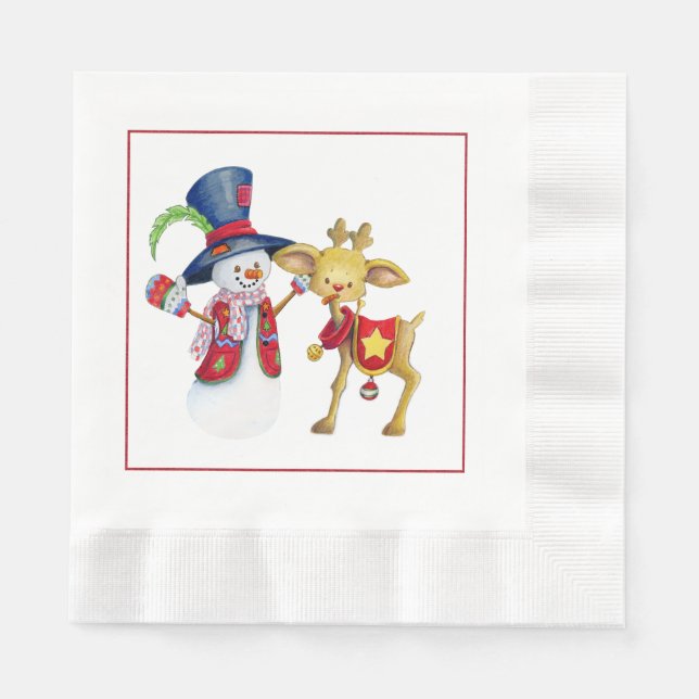 Guardanapo De Papel Snowmen Christmas Paper Napkins (Frente)