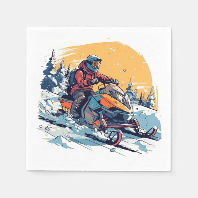Guardanapo De Papel Snowmobile com o Sunset Party Napkins (Frente)