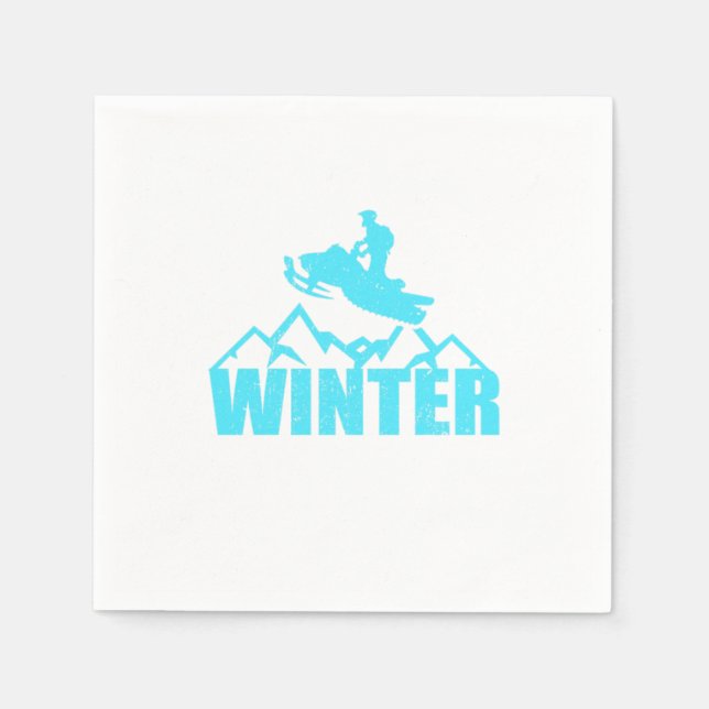 Guardanapo De Papel Snowmobile Silhouette Snowmobiling Rider Winter (Frente)