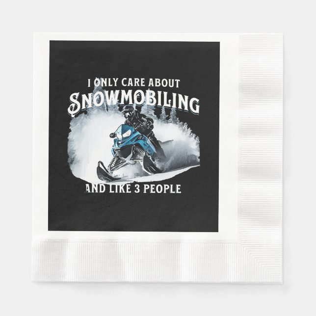 Guardanapo De Papel Snowmobiling Funny Snowmobile (Frente)