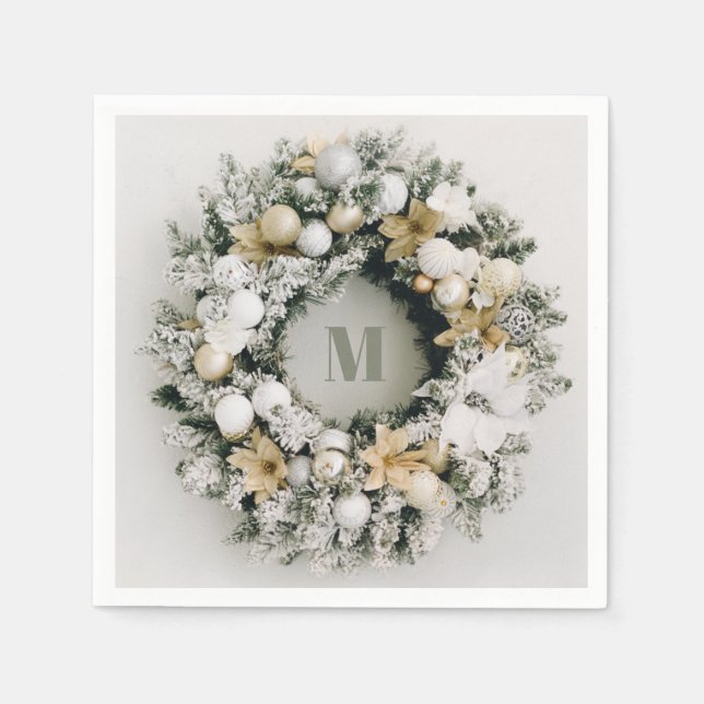 Guardanapo De Papel Snowy Pine Christmas Wreath (Frente)