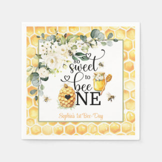 Guardanapo De Papel So Sweet to Bee One 1st Birthday Napkin