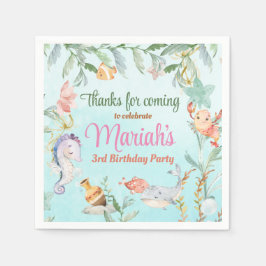 Guardanapo De Papel Sob a aquarela do mar Aniversário