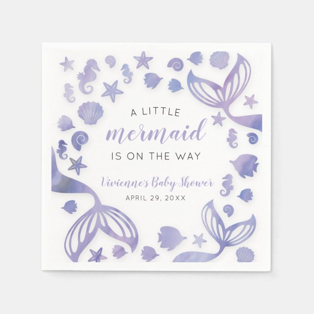 Guardanapo De Papel Sob o Chá de fraldas de sereia (Frente)