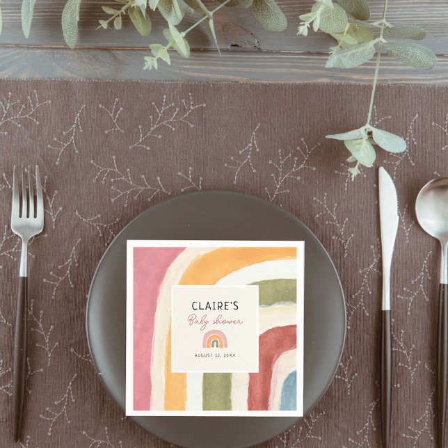 Guardanapo De Papel Sob o Chá de fraldas Rainbow Boho (Criador carregado)