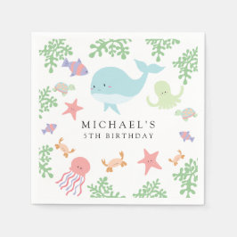 Guardanapo De Papel Sob o Mar Aniversário Cute Kawaii Ocean Beach