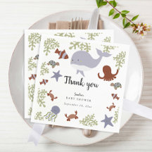 Sob o Mar Chá de fraldas Cute Obrigado