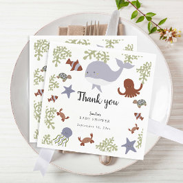 Guardanapo De Papel Sob o Mar Chá de fraldas Cute Obrigado