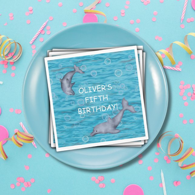 Guardanapo De Papel Sob O Mar Com Festa de aniversário De Golfinhos (Criador carregado)