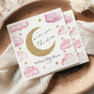 Guardanapo De Papel Sobre A Lua Nuvens Rosa Celestial Chás de Bebê
