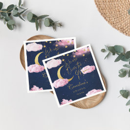 Guardanapo De Papel Sobre as estrelas da Lua, chá de fraldas rosa Conv