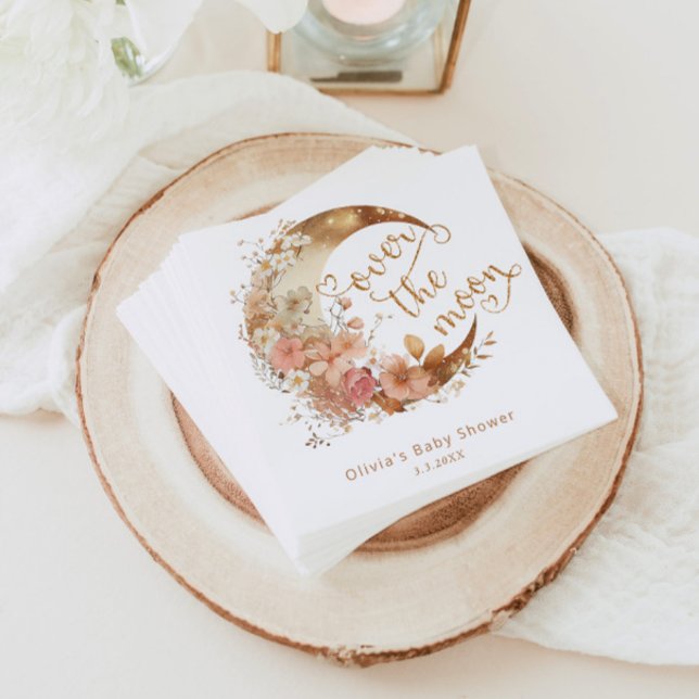 Guardanapo De Papel Sobre o chá de fraldas da lua de ouro floral (Criador carregado)