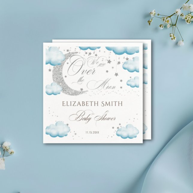 Guardanapo De Papel Sobre o Chá de fraldas do Garoto Azul da Lua Silve (Criador carregado)