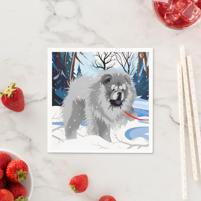 Guardanapo De Papel SOBRE O RIO Blue Chow Napkins (Insitu)