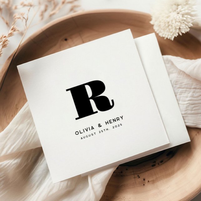 Guardanapo De Papel Sobrenome Clássico Moderno Casamento Inicial (Criador carregado)