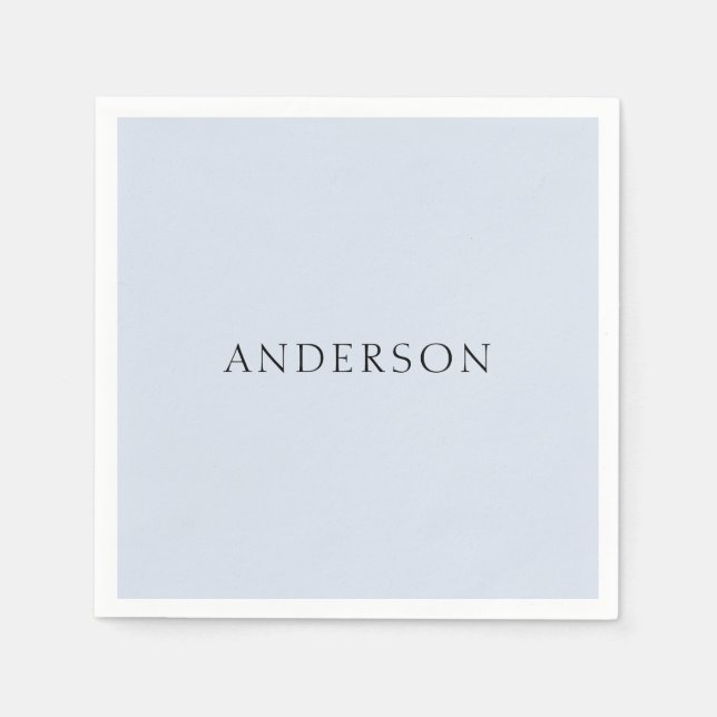 Guardanapo De Papel Sobrenome Personalizado II de Azul Dusty (Frente)