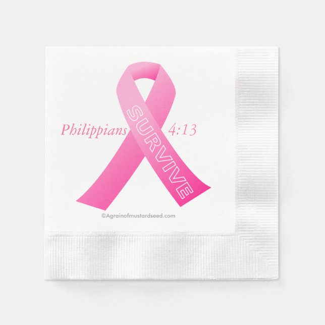 Guardanapo De Papel Sobreviver Fita Rosa (Frente)