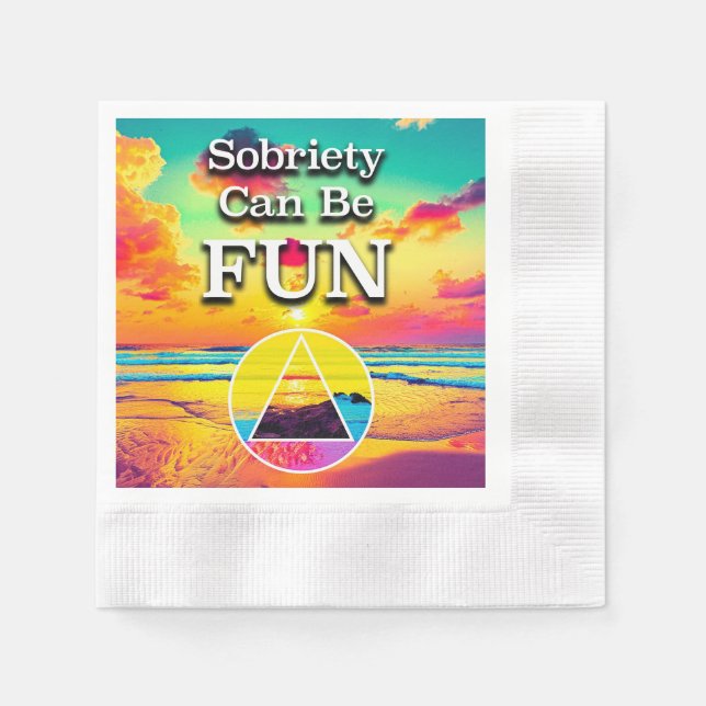 Guardanapo De Papel Sobriety Can Be Fun Recovery Slogan Sunrise (Frente)