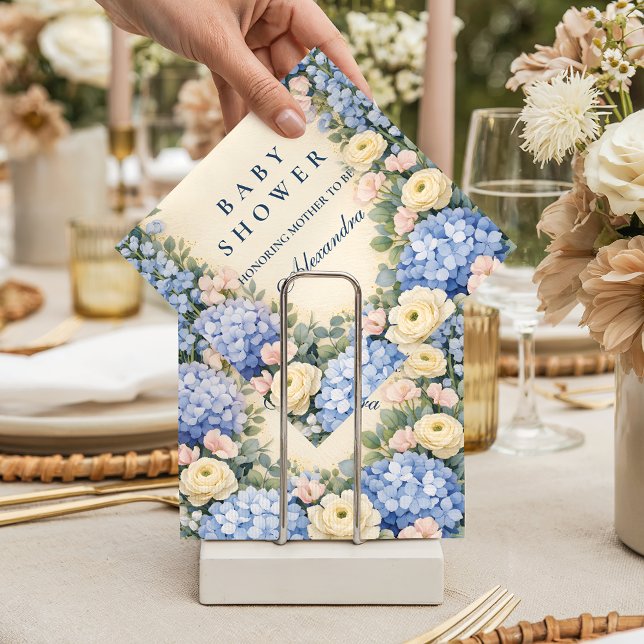 Guardanapo De Papel Soft Blue Hydrangea Elegance Baby Shower (Criador carregado)