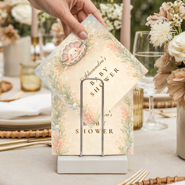 Guardanapo De Papel Soft Coastal Pearl Storybook Baby Shower (Criador carregado)