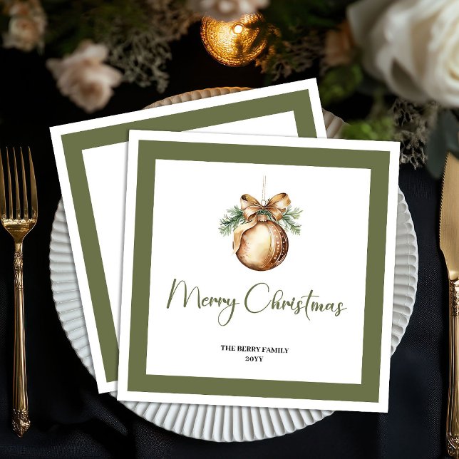 Guardanapo De Papel Soft Earthy Christmas Bauble Personalized Napkins (Soft Earthy Christmas Tree Personalized Napkins)