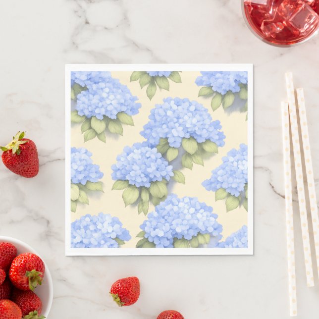 Guardanapo De Papel Soft Lemo Blue Hydrangea Standard Luncheon Napkins (Insitu)