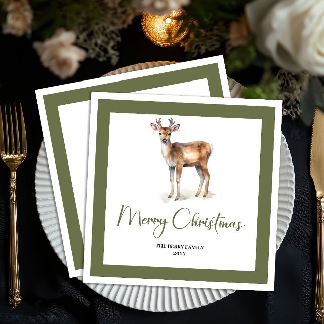 Guardanapo De Papel Soft Neutral Christmas Deer Personalized Napkins (Soft Neutral Christmas Deer Personalized Napkins)