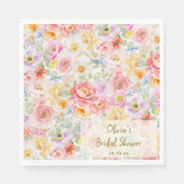Guardanapo De Papel Soft Pastel Watercolor Floral Bridal Shower