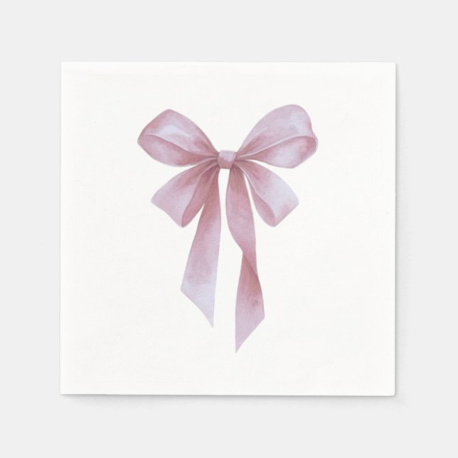 Guardanapo De Papel Soft Pink Bow Girl Baby Shower (Frente)