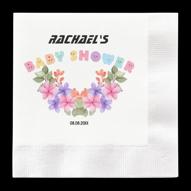 Guardanapo De Papel Soft Pink Floral Girl Baby Shower (Criador carregado)