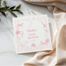Guardanapo De Papel Soft Pink Safari Jungle Animals Baby Shower