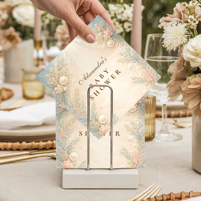Guardanapo De Papel Soft Seaside Pearl Storybook Baby Shower (Criador carregado)