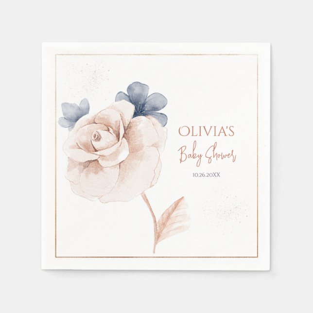 Guardanapo De Papel Soft Wildflowers Modern Baby Shower Invitation (Frente)