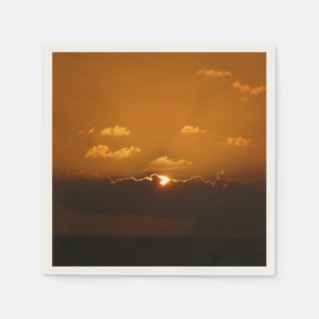 Guardanapo De Papel Sol Atrás das Nuvens Foto Laranja Sunset (Frente)