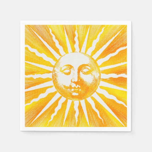 Guardanapo De Papel Sol dourado cor de laranja (Frente)