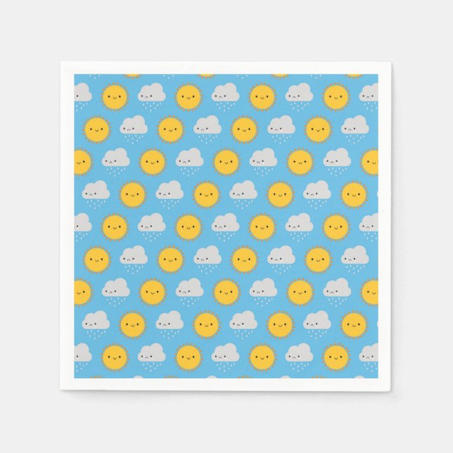 Guardanapo De Papel Sol e Chuva Kawaii (Frente)