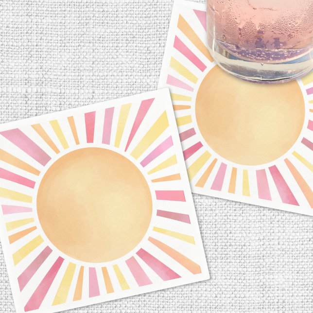 Guardanapo De Papel Sol Rosa Rosa Sol (Sunshine Pink Sun Napkins)