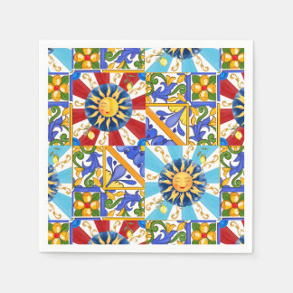 Guardanapo De Papel Sol siciliano, majolica, limão,