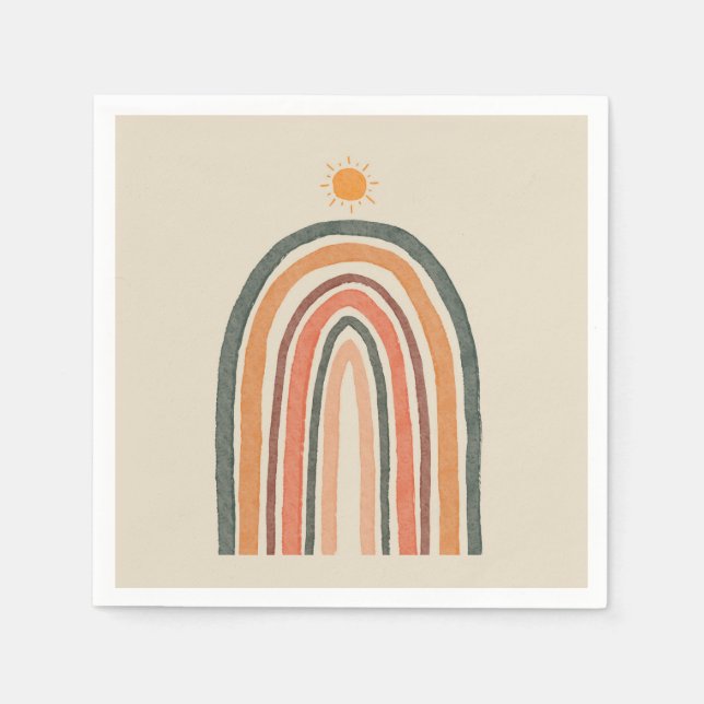 Guardanapo De Papel Sol Sobre Um Arco-Íris (Frente)