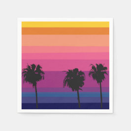 Guardanapo De Papel Sol vibrante com silhuetas de palmeiras