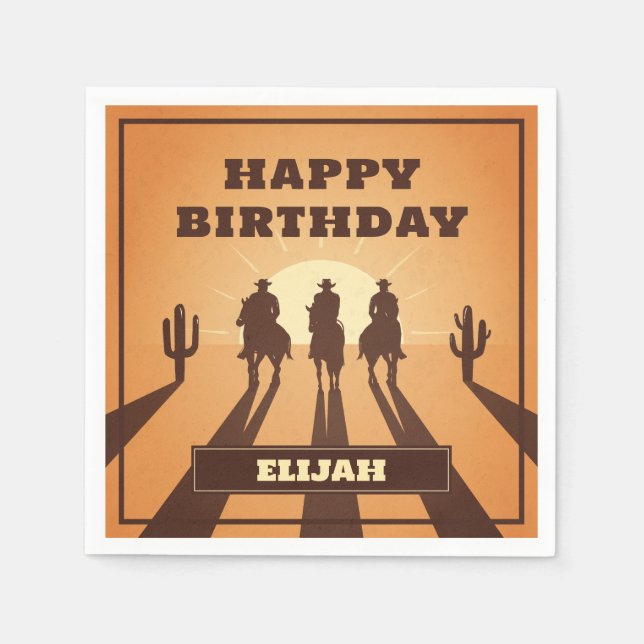 Guardanapo De Papel solário dos cowboys ocidentais selvagens (Frente)