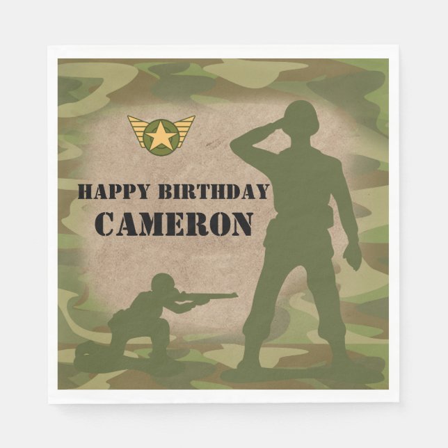 Guardanapo De Papel Soldados de Brinquedos do Exército Verde (Frente)