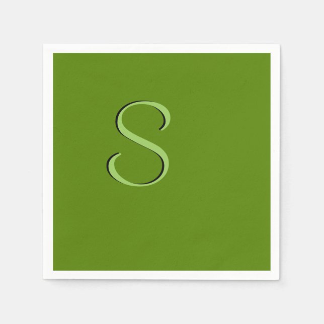 Guardanapo De Papel Solid Avocado Green - Inicializado (Frente)