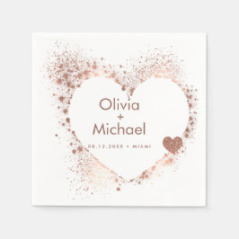 Guardanapo De Papel Solny Peach Coração Cor-de-Rosa Casamento da Rua N