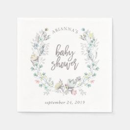 Guardanapo De Papel Solo Botânico Floral de Aquarela | Chá de fraldas