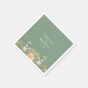Guardanapo De Papel Solo, Pêssego e Casamento Floral Branco