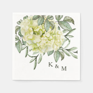 Guardanapo De Papel Solteiro Hydrangea Foliage Monograma Cocktail Napk